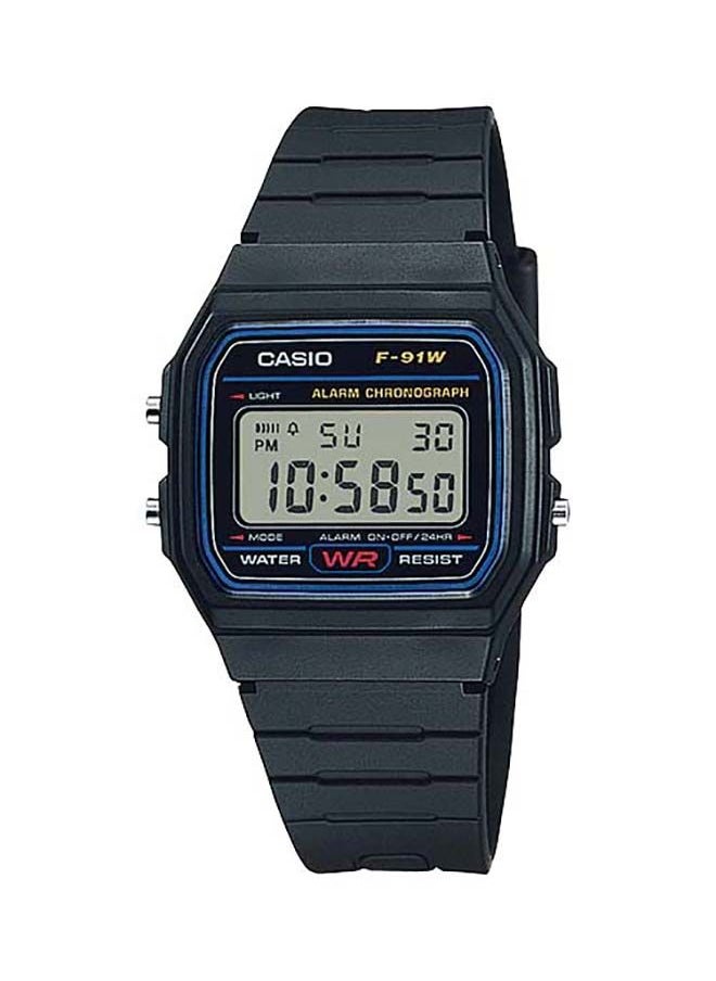 Digital Resin Wrist Watch F-91W-1DF - 38mm - Black