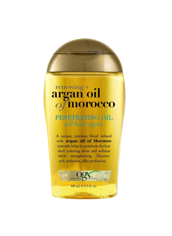 OGX Renewing + Argan Oil of Morocco Penetrating Hair Oil Treatment, Moisturizing & Strengthening Silky Oil for All Hair Types, Paraben-Free, Sulfated-Surfactants Free, 3.3 fl oz