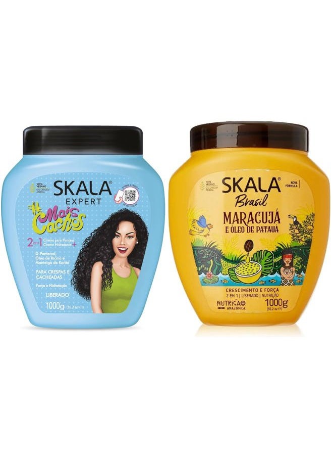 Hair Type 3ABC - Mais Cachos & Passion Fruit Combo - Hydrate Curls, Eliminate Frizz, For Curly Hair - 2-IN-1 Conditioning Treatment & Cream to Comb