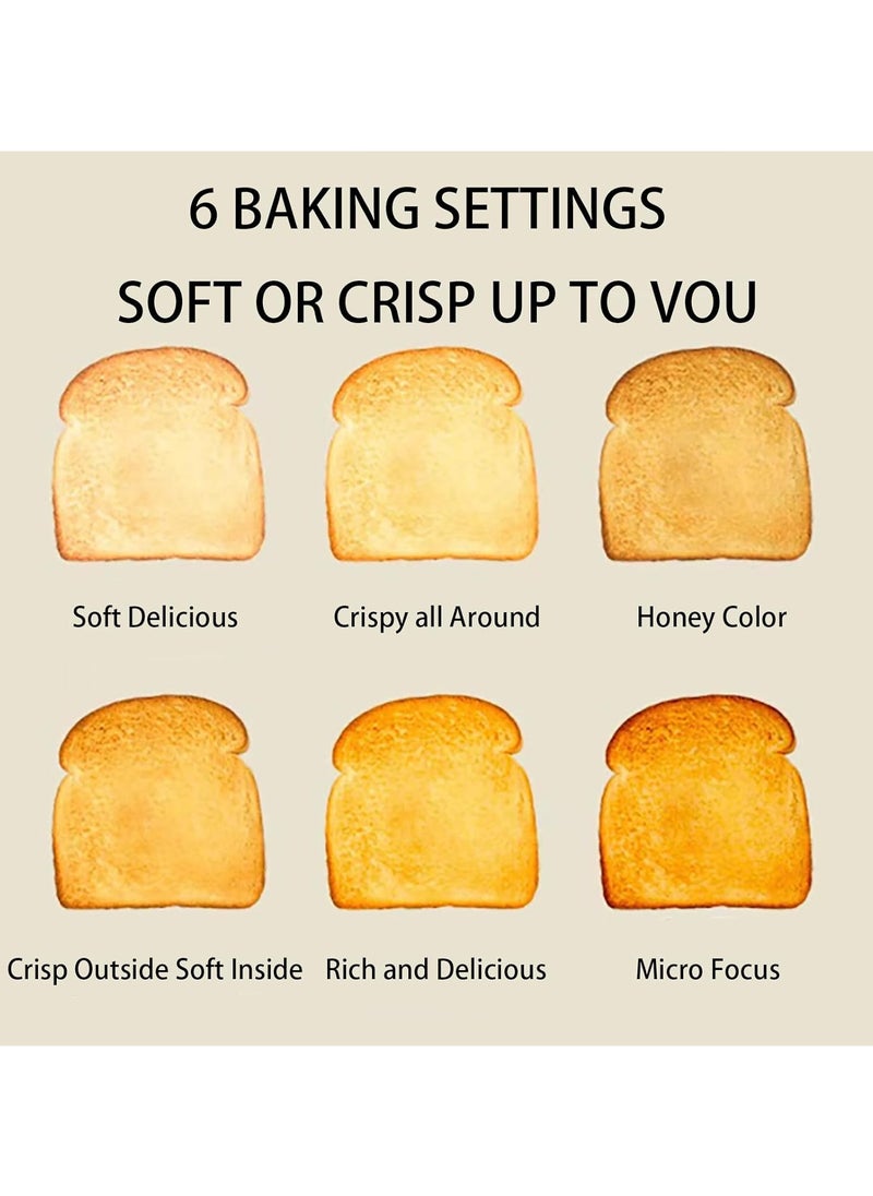 Breakfast Machine 650W, Household Breakfast Toaster, 6-Speed Adjustment, Removable Tray, Double-sided Heating, Defrost, Cancel and Reheat Functions, Automatic Pop-up, for Making Various Breakfast