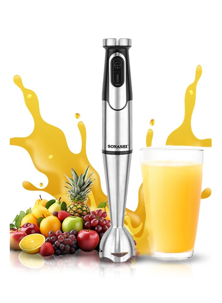 Hand Blender with Stainless Steel Shaft | Speed Control with Powerful Motor | Easy to Wash Detachable Blending Wand | Ideal for Smoothies, Shakes, Baby Food, & Fruits SHB-192 Black/Silver 1000W SHB-192 Silver/Black