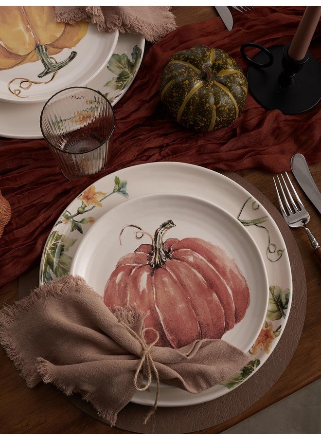 Bico Pumpkin Feast 11 inch Dinner Plates, Set of 4, for Pasta, Salad, Maincourse, Microwave & Dishwasher Safe