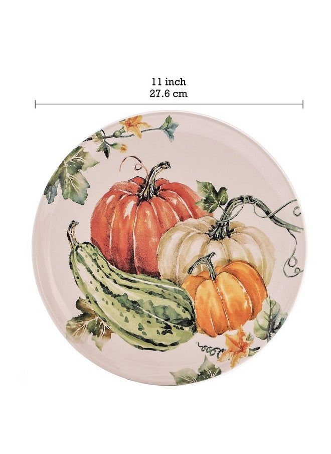Bico Pumpkin Feast 11 inch Dinner Plates, Set of 4, for Pasta, Salad, Maincourse, Microwave & Dishwasher Safe