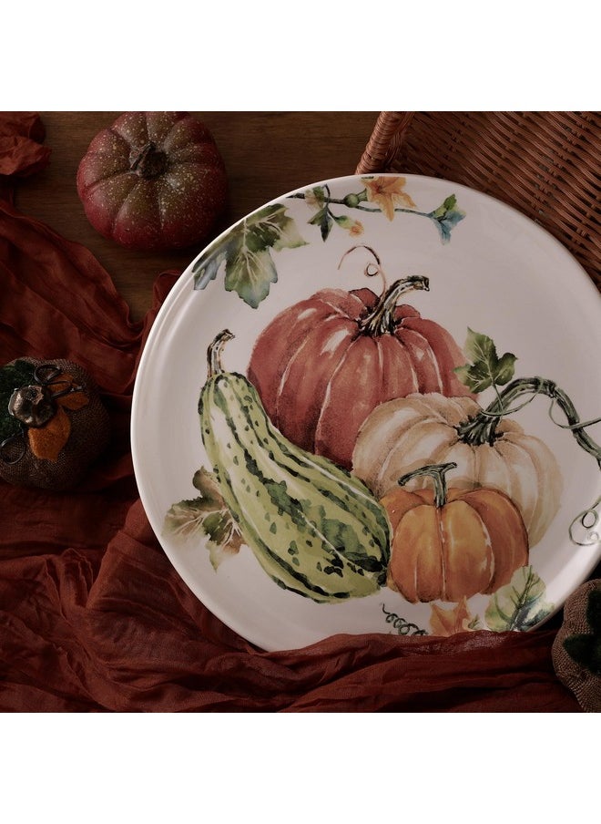 Bico Pumpkin Feast 11 inch Dinner Plates, Set of 4, for Pasta, Salad, Maincourse, Microwave & Dishwasher Safe