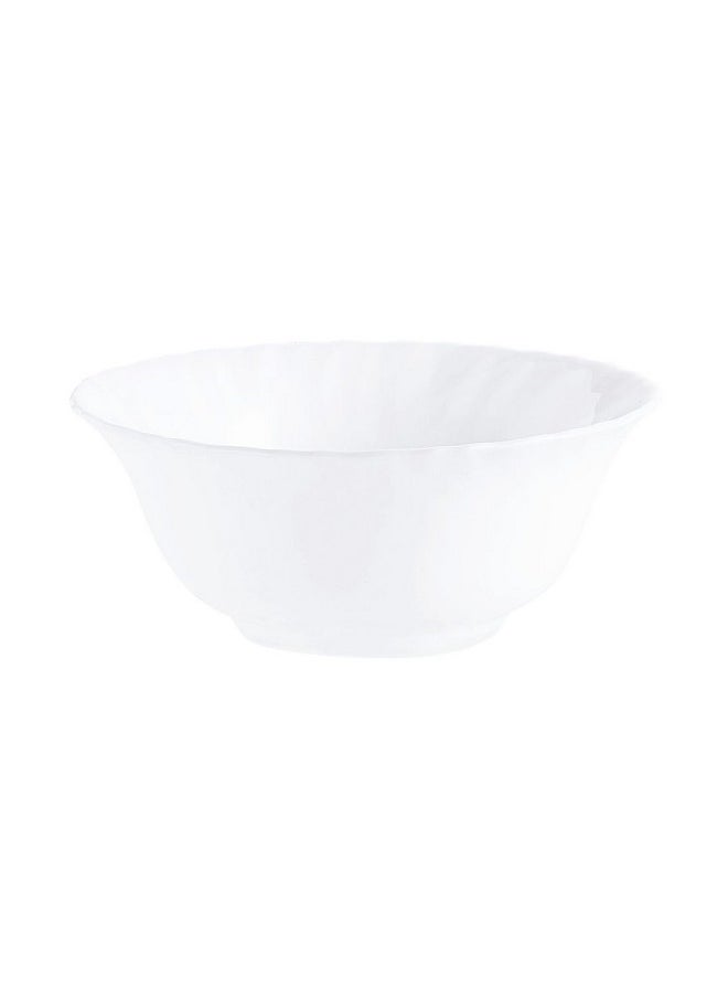 Luminarc Porcelain Festoon Salad Bowl (12 Cm, White) -Set of 6, 0.25 Liters