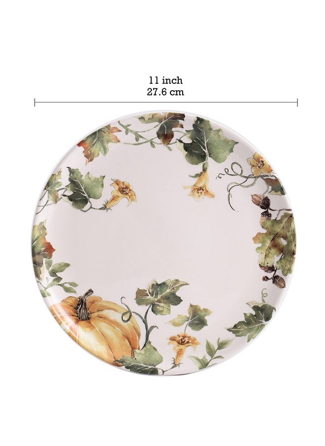 Bico Woodland Critters 11 inch Dinner Plates, Set of 4, for Pasta, Salad, Maincourse, Microwave & Dishwasher Safe