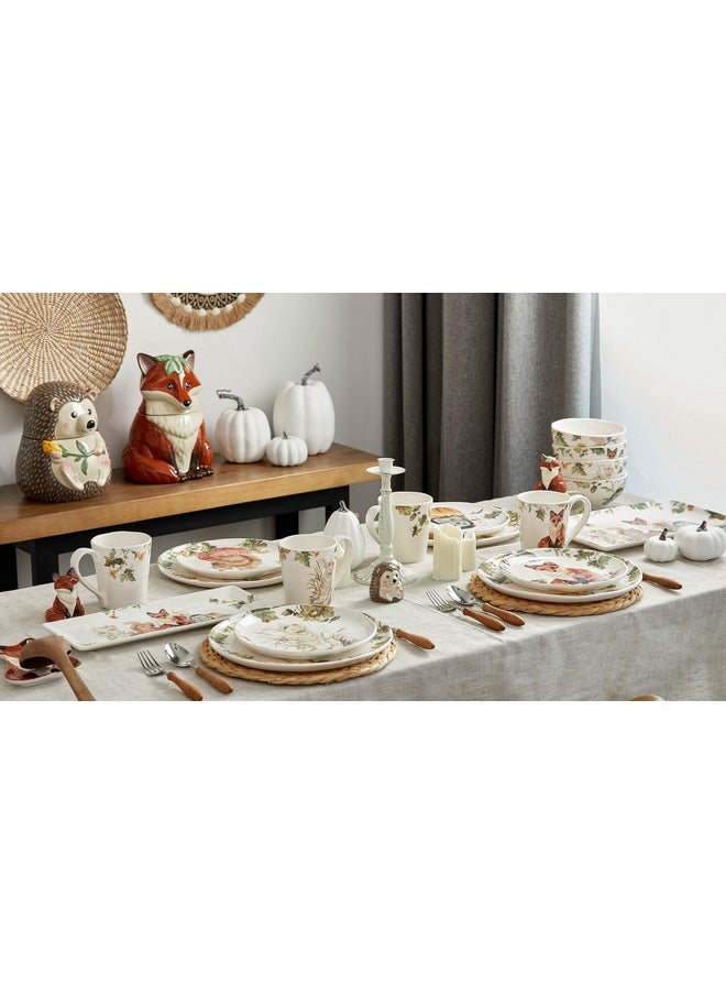 Bico Woodland Critters 11 inch Dinner Plates, Set of 4, for Pasta, Salad, Maincourse, Microwave & Dishwasher Safe