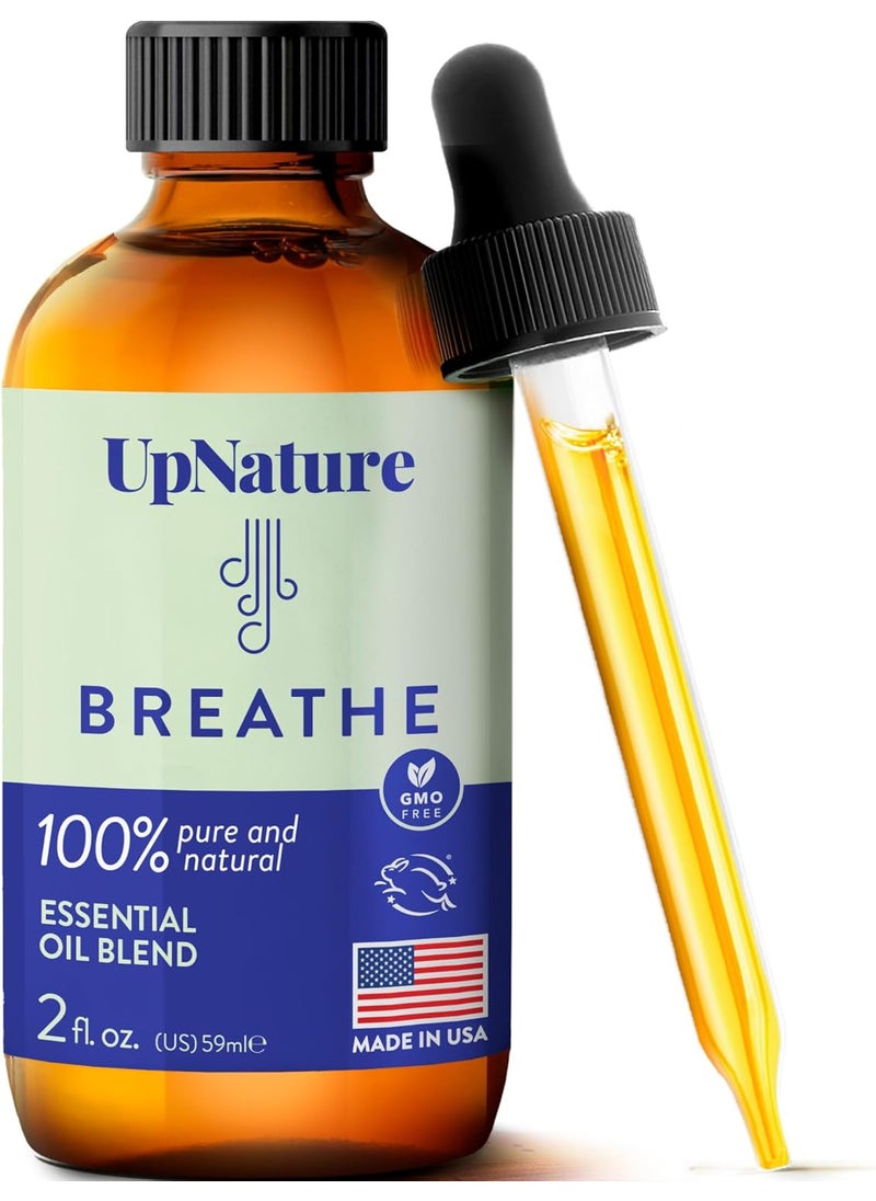 UpNature Breathe Essential Oil for Diffusers for Home - Huge 2oz - Essential Oils for Humidifiers Respiratory Blend