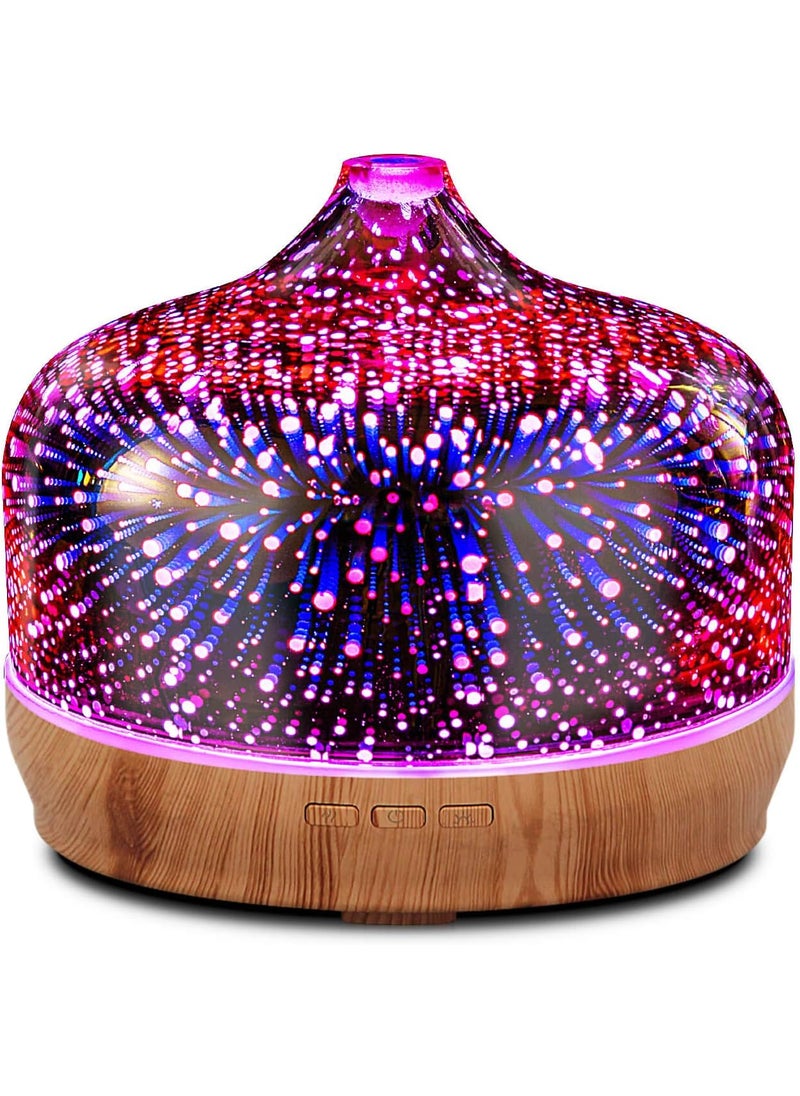 Porseme 500ml Essential Oil Diffuser 3D Glass Aromatherapy Ultrasonic Humidifier-Auto Shut-off, Timer Setting, BPA Free for Home Hotel Yoga SPA Gift