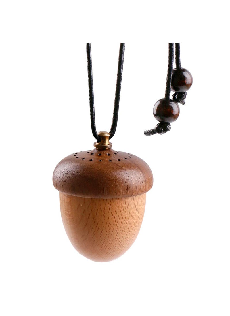 Wooden Acorn Essential Oil Car Diffuser Air Freshener Hang Decoration Brown