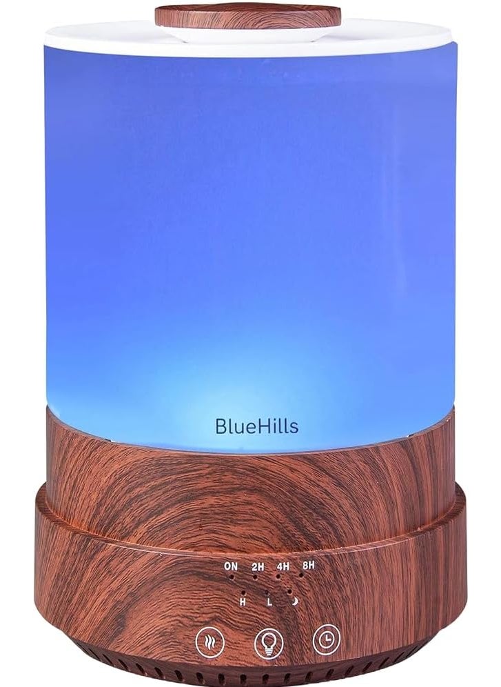 BlueHills Premium 2500 ML XL Essential Oil Diffusers - 30 Hr Run Aromatherapy Diffuser & Air Humidifier Mist for Large Room - 7 LED Colors Oil Diffuser Essential Oils for Home w/Auto Shut Off - F003