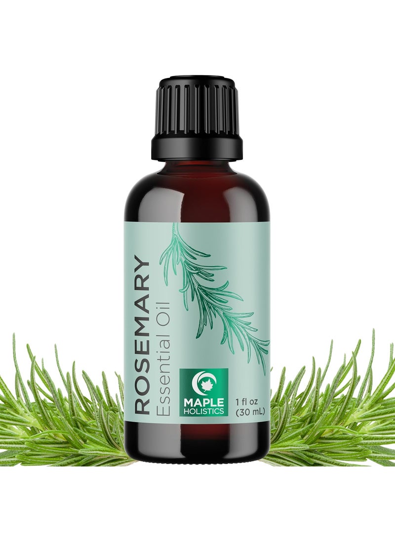 Pure Rosemary Essential Oil for Aromatherapy - Pure Rosemary Oil for Hair Skin and Nails - Refreshing Rosemary Essential Oil for Diffusers Plus Dry Scalp Treatment and Hair Oil for Shine