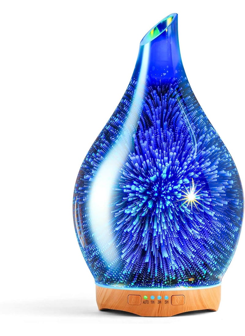 Porseme 280ml Essential Oil Diffuser 3D Hand-Blown Glass Aroma Diffusor, Aromatherapy Unltrasonic Cool Mist deffuser, 7 Color Changing Humidifier, Waterless Shut-Off, Timer Function for Home Office