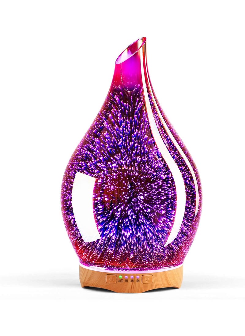 Porseme 280ml Essential Oil Diffuser, 3D Glass Aromatherapy Diffusor, Ultrasonic Cool Mist BPA Free Aroma Humidifier with Timer and Color Changing Function, Waterless Shut-Off for Home Office Room