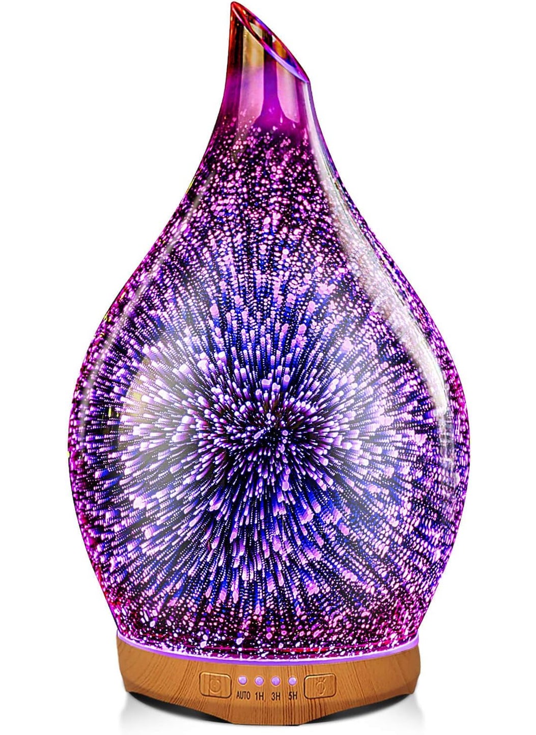 Porseme 280ml Essential Oil Diffuser 3D Hand-Blown Glass Aroma Diffusor, Aromatherapy Unltrasonic Cool Mist deffuser, 7 Color Changing Humidifier, Waterless Shut-Off, Timer Function for Home Office