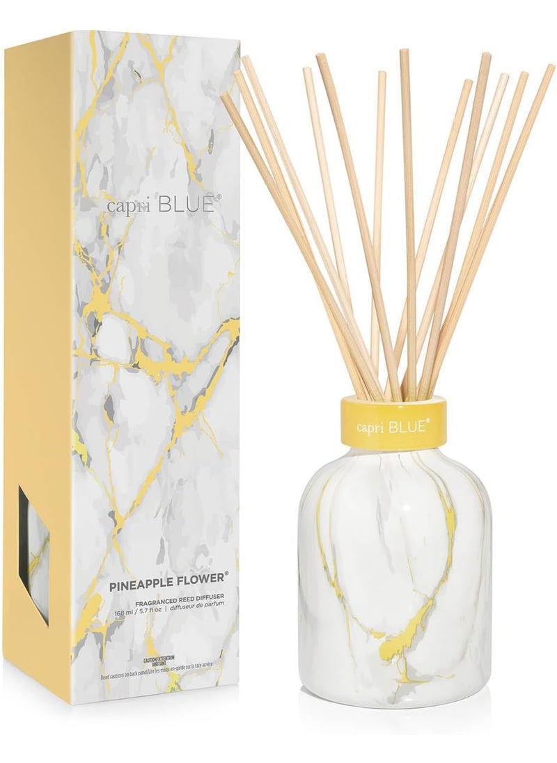 Capri Blue Modern Marble Reed Diffuser Set - Includes Reed Diffuser Sticks, Scented Oil & Glass Bottle - Luxury Scents for Bedroom Decor & Bathroom Air Freshener - Pineapple Flower (5.7 fl oz)