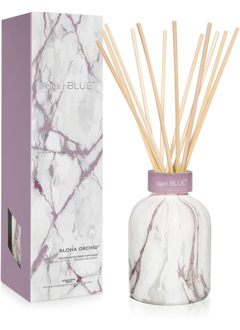 Capri Blue Modern Marble Reed Diffuser Set - Includes Reed Diffuser Sticks, Scented Oil & Glass Bottle - Luxury Scents for Bedroom Decor & Bathroom Air Freshener - Aloha Orchid (5.7 fl oz)