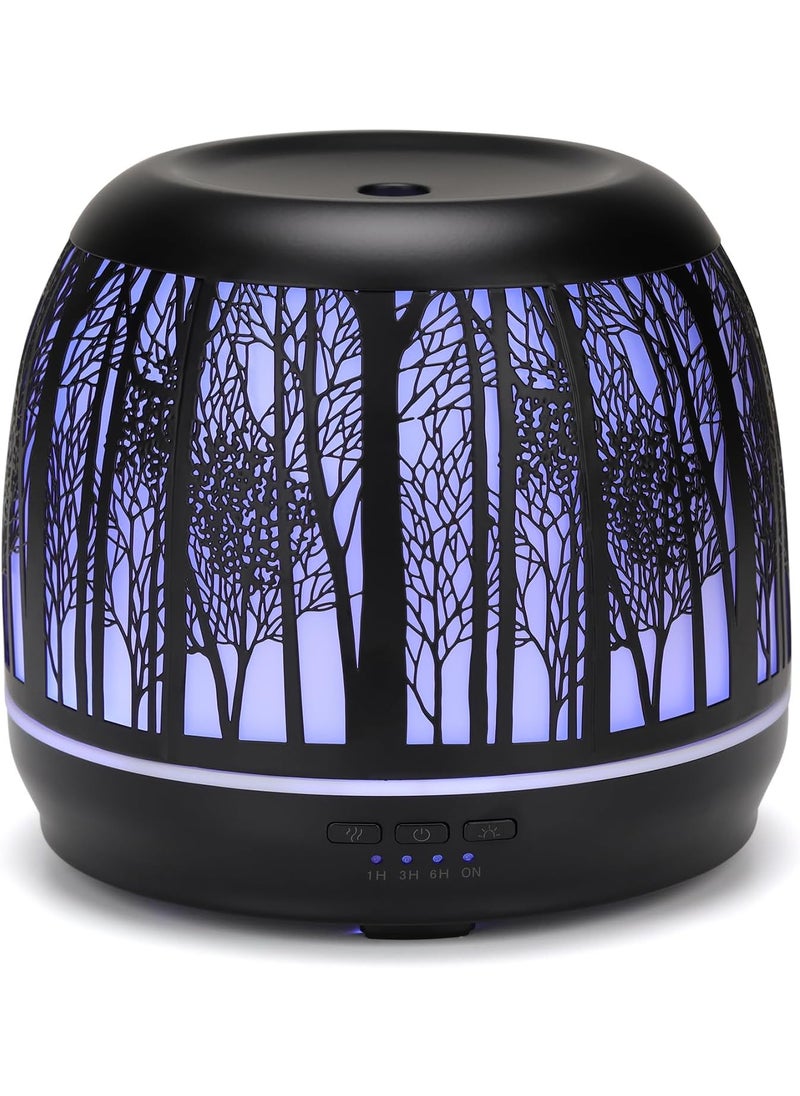 Large Essential Oil Aromatherapy Diffuser for Home Bedroom Metal Hollow Decorative Room Ultrasonic Air Scent Mist Aroma Diffuser 500ML Defusers -Black