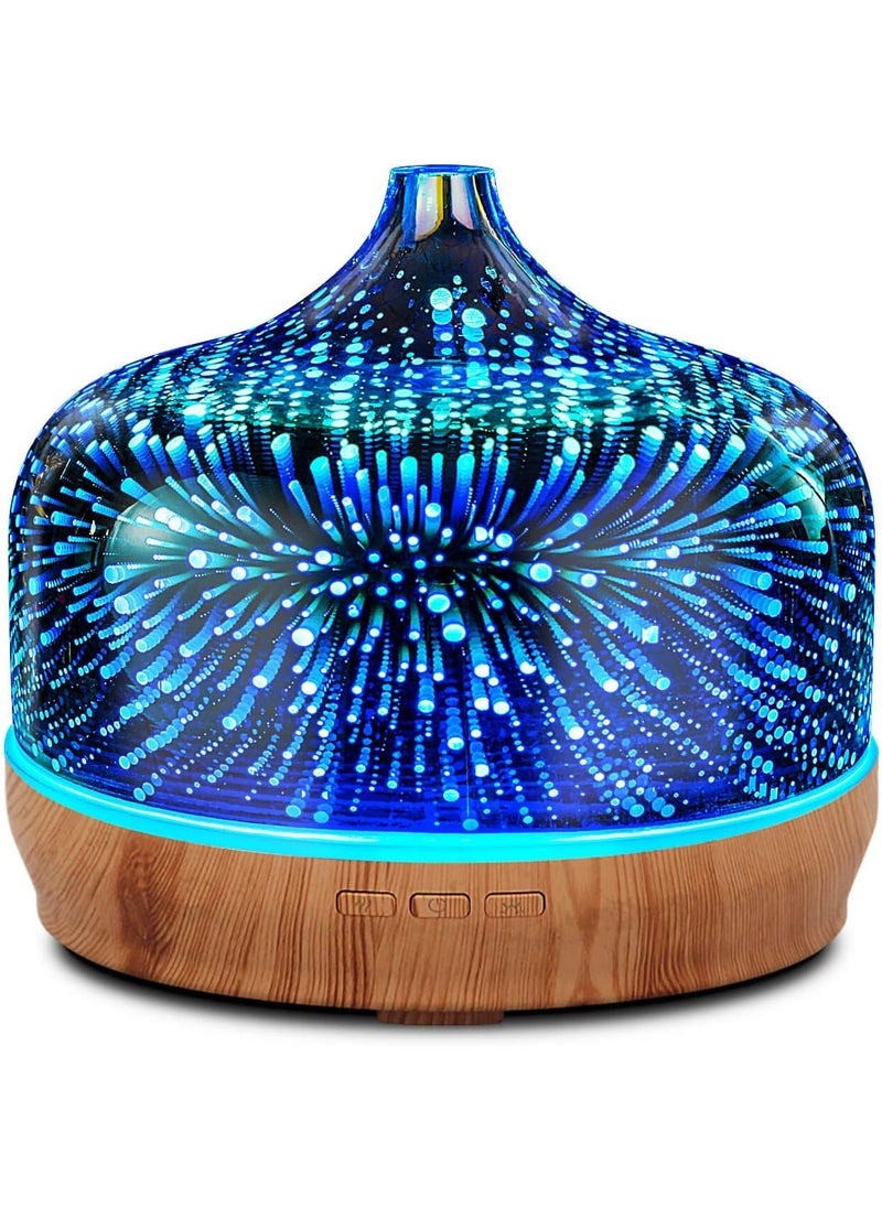 Porseme 500ml Essential Oil Diffuser 3D Glass Aromatherapy Ultrasonic Humidifier-Auto Shut-Off, Timer Setting, BPA Free for Home Hotel Yoga SPA Gift