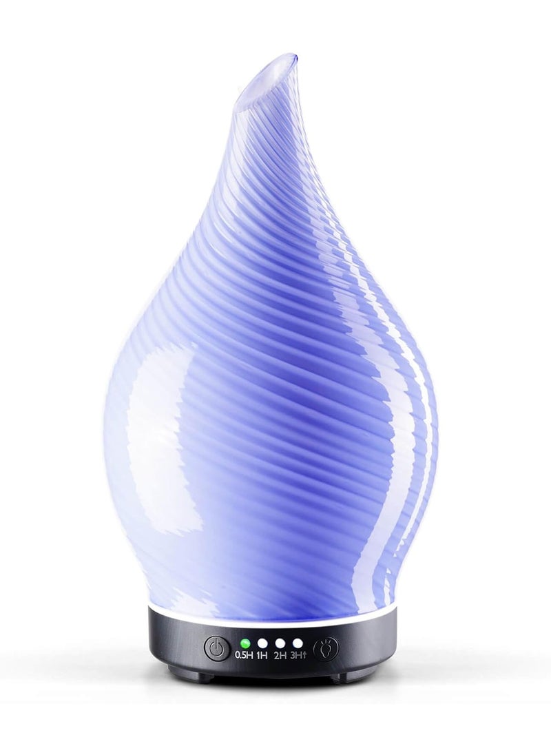 Porseme 150ml Essential Oil Diffuser Glass Color Changing Aroma Air Diffusers Aromatherapy Ultrasonic Cool Mist Humidifier 6 Running Hours Waterless Auto-Off for Sleeping Yoga Office Spa (Pure Purple)