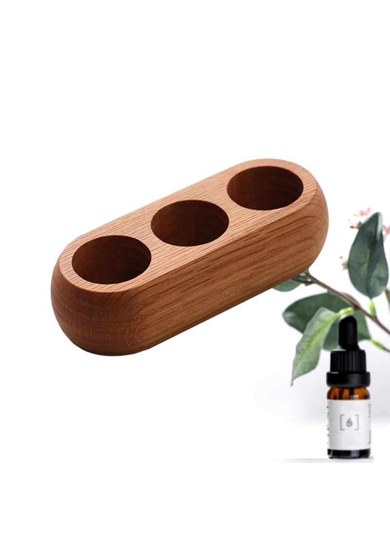 3 Slots Wooden Aromatherapy Essential Oil Carrying Holder Rack, Natural Wood Essential Oil Organizer Storage Box Case Display Holds for Travel and Presentations