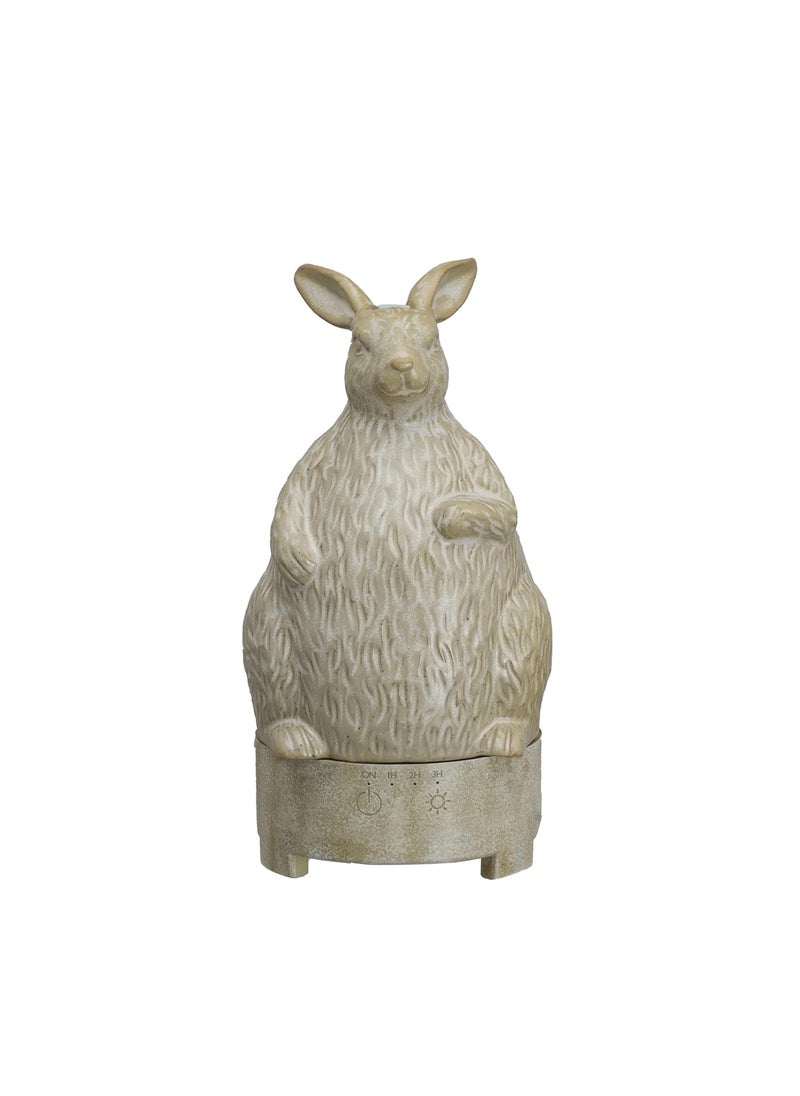 Creative Co-Op Stoneware Rabbit Oil Diffuser with Timer, Cream