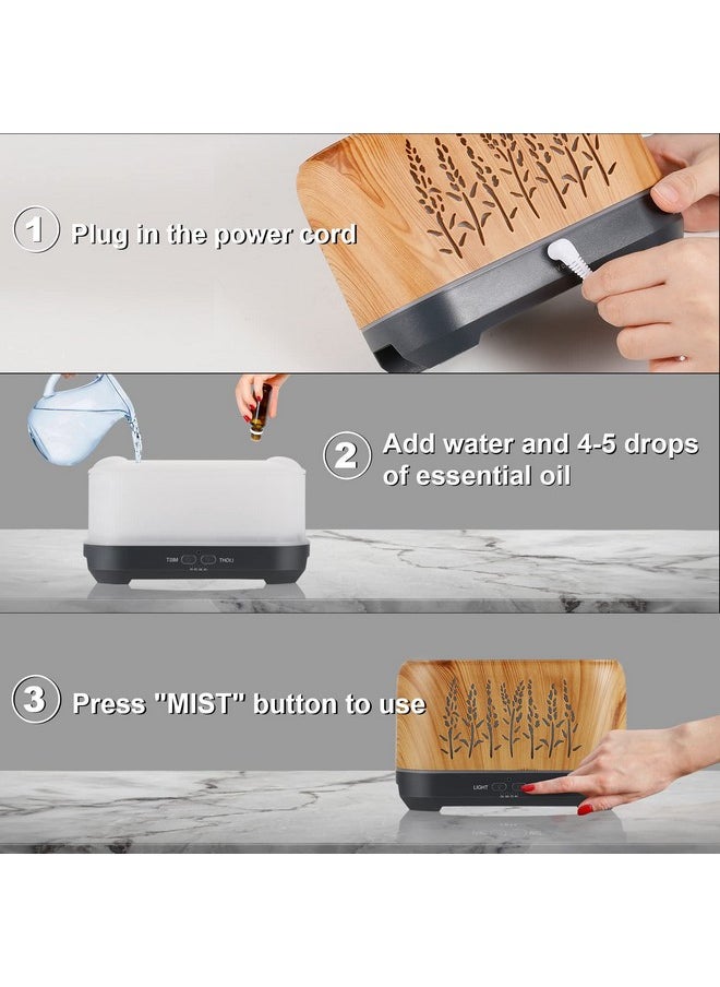 OKTOYO Essential Oil Diffuser with Flame Light, Upgraded Super Quiet Diffusers for Aromatherapy Essential Oils Mist Humidifiers with 3 Mist Mode 4 Timer Waterless Auto Shut-Off for Home Office(Wood)