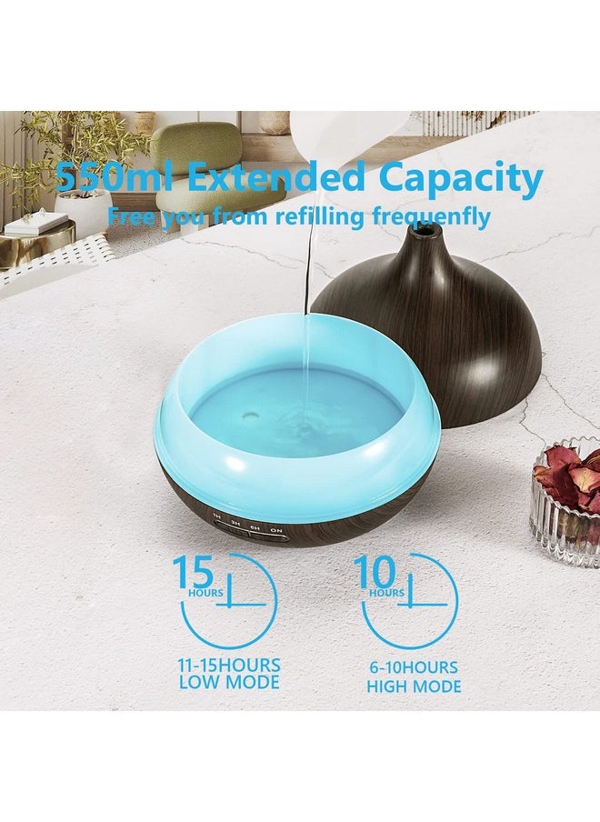 SACATR Polypropylene (PP) Diffusers For Essential Oils Large Room, 550Ml Essential Oil Diffusers With Remote Control, Ultrasonic Oil Diffuser With Timer, 7 Colors Light For Bedroom