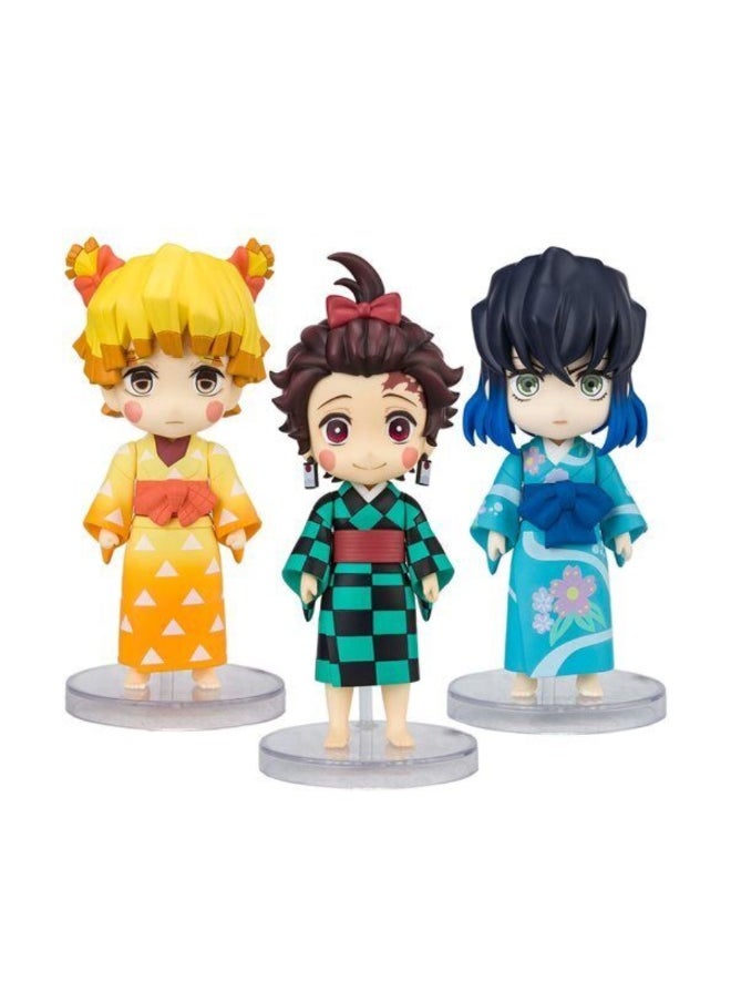Demon Slayer Kimetsu No Yaiba Figuarts Mini Sumiko ,Zenko ,Inoko Entertainment District Arc Set Collectible Figure by Bandai
