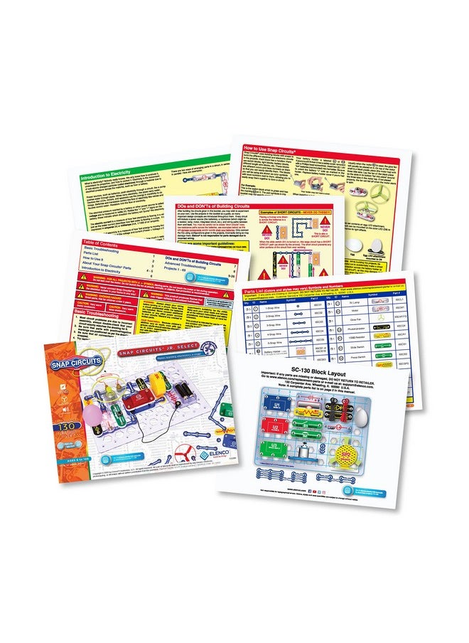 Snap Circuits Jr. Select SC-130 Electronics Exploration Kit | Over 130 Projects | Full Color Project Manual | 30+ Parts | STEM Educational Toys for Kids 8+