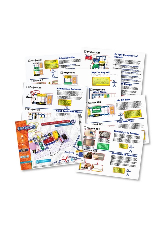 Snap Circuits Jr. Select SC-130 Electronics Exploration Kit | Over 130 Projects | Full Color Project Manual | 30+ Parts | STEM Educational Toys for Kids 8+