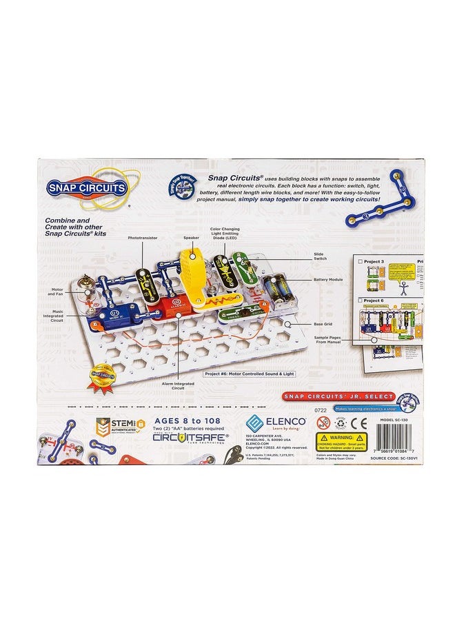 Snap Circuits Jr. Select SC-130 Electronics Exploration Kit | Over 130 Projects | Full Color Project Manual | 30+ Parts | STEM Educational Toys for Kids 8+