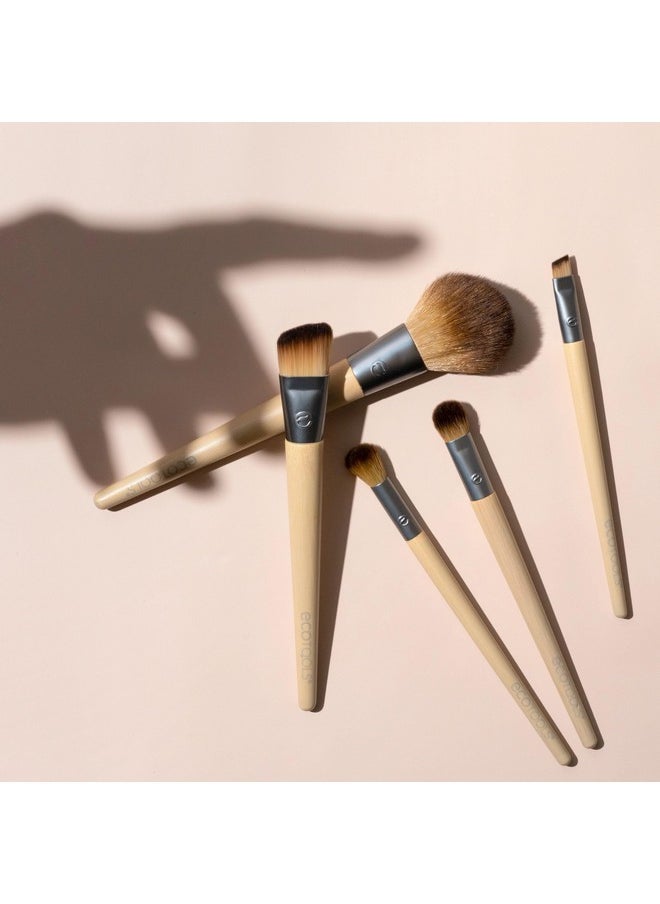EcoTools Start The Day Beautifully 6 Piece Makeup Brush Set, Makeup Brushes For Eyeshadow, Blush, Concealer, & Foundation Application, Eco-Friendly, Gift Set, Synthetic Hair, Vegan & Cruelty-Free