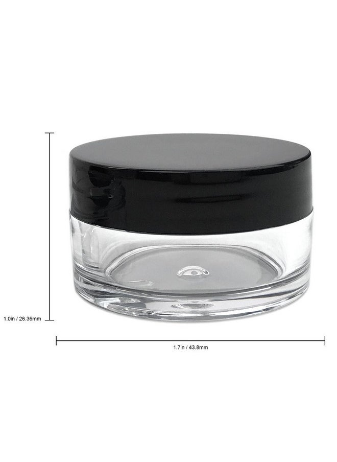 Beauticom 12 Piece 20g/20ml USA Acrylic Round Clear Jars with Lids for Lip Balms, Creams, Make Up, Cosmetics, Samples, Ointments and other Beauty Products (Black Lid (Flat Top))