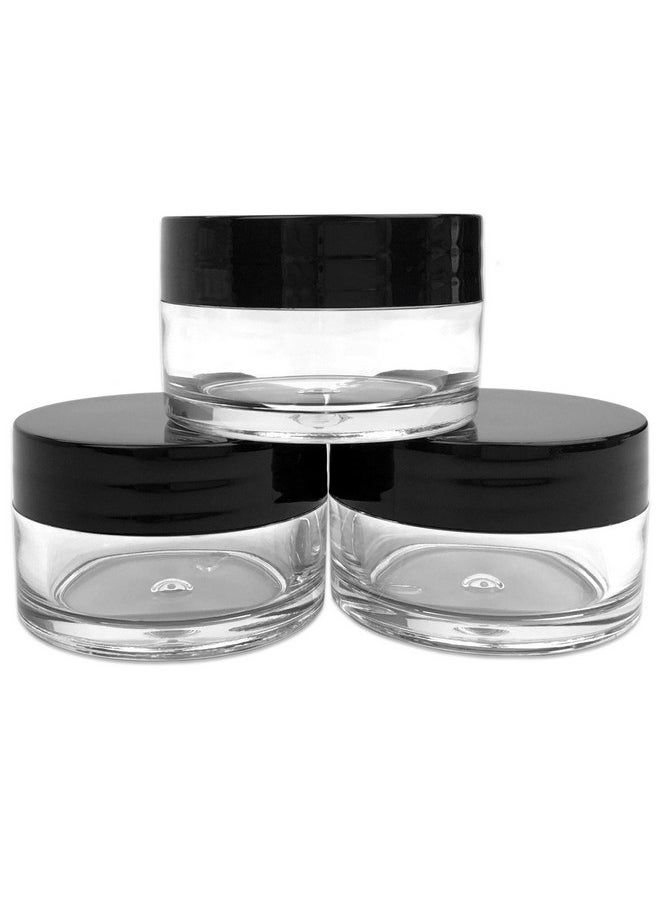 Beauticom 12 Piece 20g/20ml USA Acrylic Round Clear Jars with Lids for Lip Balms, Creams, Make Up, Cosmetics, Samples, Ointments and other Beauty Products (Black Lid (Flat Top))