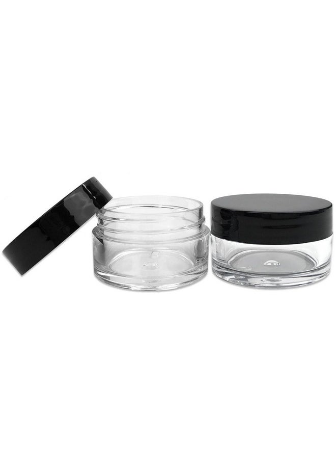 Beauticom 12 Piece 20g/20ml USA Acrylic Round Clear Jars with Lids for Lip Balms, Creams, Make Up, Cosmetics, Samples, Ointments and other Beauty Products (Black Lid (Flat Top))