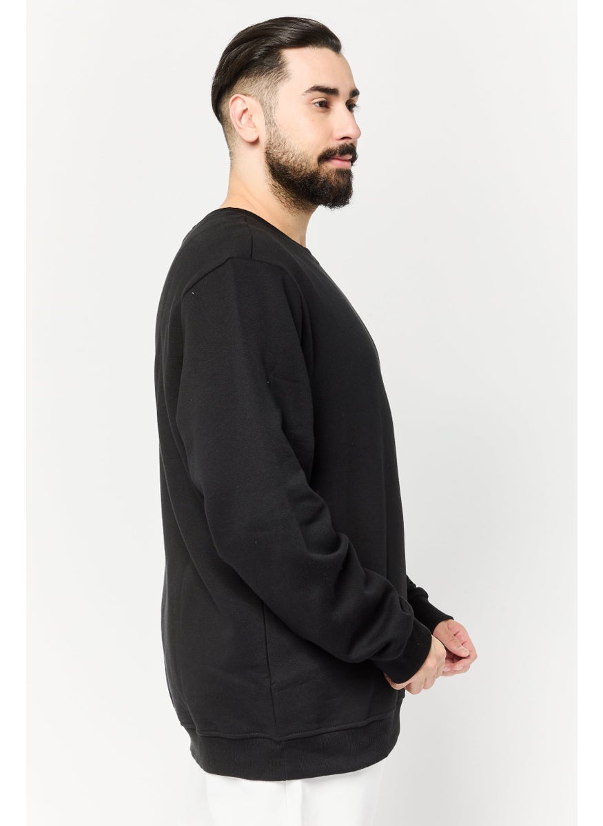 Men Sportswear Fit Long Sleeve Outdoor Sweatshirt, Black