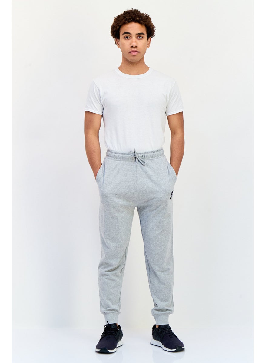 Men Regular Fit Brand Logo Jogger Pants, Grey