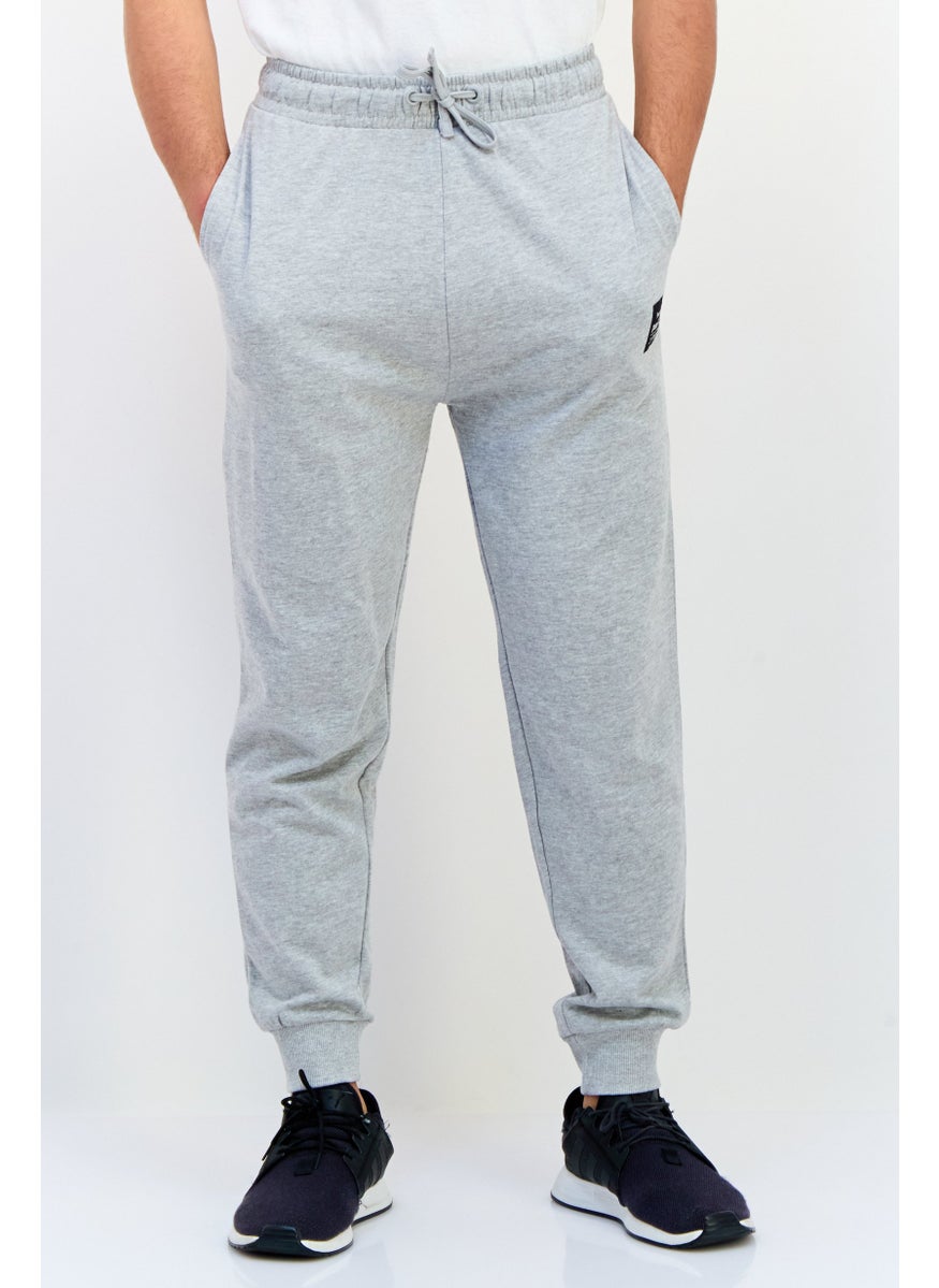Men Regular Fit Brand Logo Jogger Pants, Grey