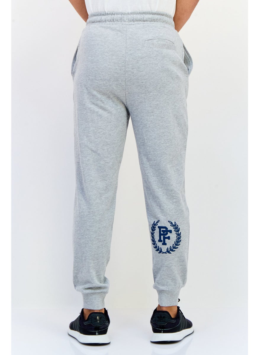 Men Regular Fit Brand Logo Jogger Pants, Grey