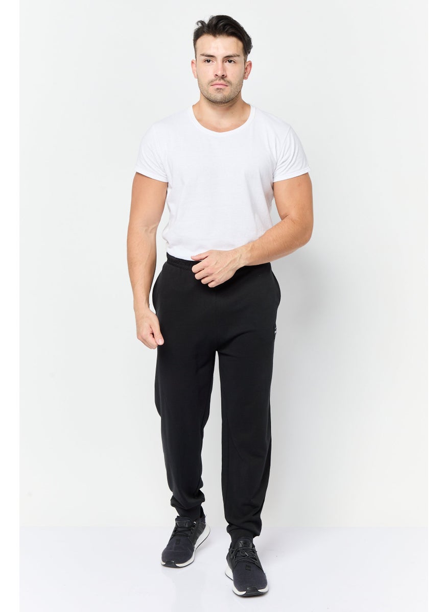 Men Regular Fit Brand Logo Jogger Pants, Black
