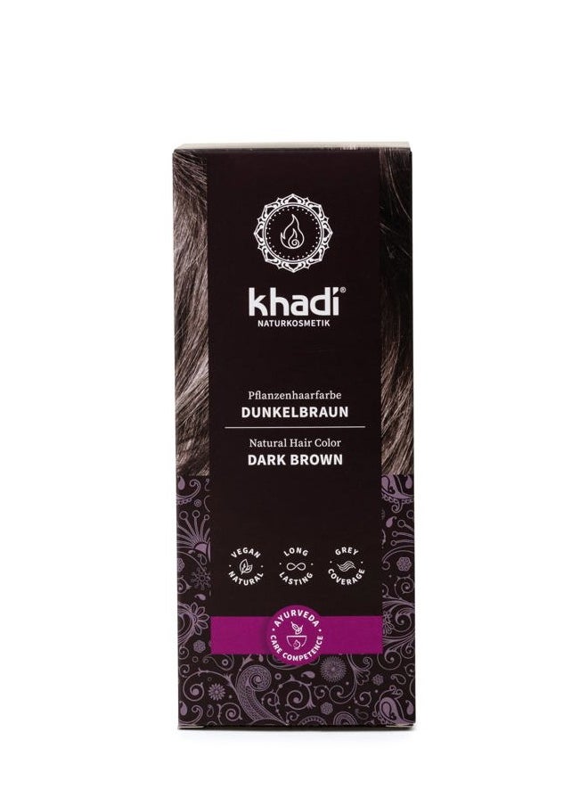 khadi Ayurvedic Natural Hair Color, 100% herbal, vegan, PPD & chemical free, certified natural cosmetics for healthy hair (DARK BROWN, 1 Pack (1 x 3.5oz))