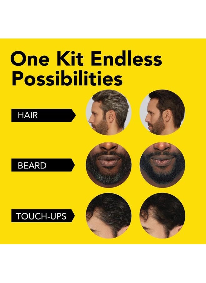 Jet Black Hair & Beard Dye for Men, All-in-One Reusable Kit - Permanent, Ammonia-Free, Professional-Quality and Natural-Looking Gray Coverage for Hair, Beard & Mustache