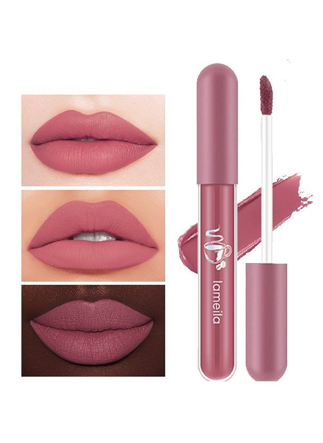 Nude Matte Lipstick,Matte Lip Gloss,Velvet Lipstick Matte Lip Stain,Long Lasting Waterproof Lip Gloss Lipstick for Women Makeup（#1041-1）