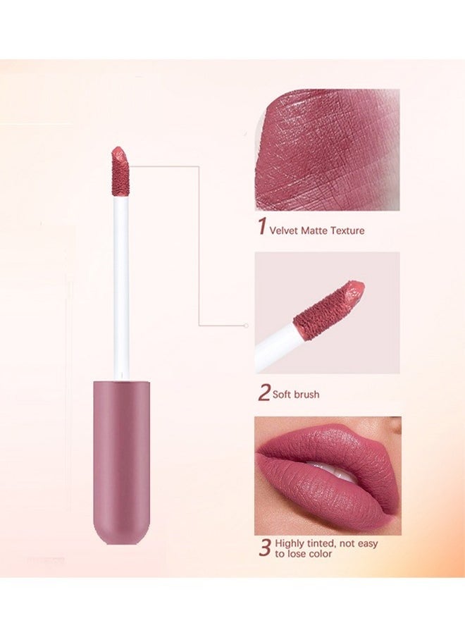 Nude Matte Lipstick,Matte Lip Gloss,Velvet Lipstick Matte Lip Stain,Long Lasting Waterproof Lip Gloss Lipstick for Women Makeup（#1041-1）