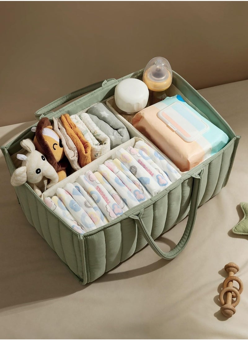 Baby Diaper Basket, Diaper Storage Basket - Newborn Gift Registry and Baby Essentials List, Distinct Space, 38*25*18cm, Green