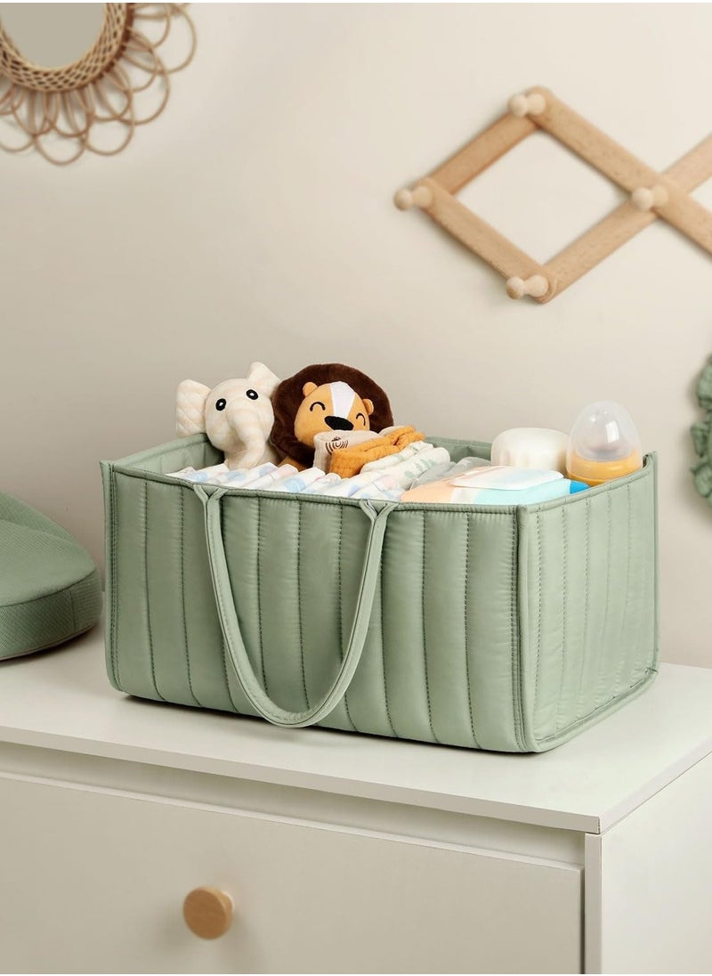 Baby Diaper Basket, Diaper Storage Basket - Newborn Gift Registry and Baby Essentials List, Distinct Space, 38*25*18cm, Green