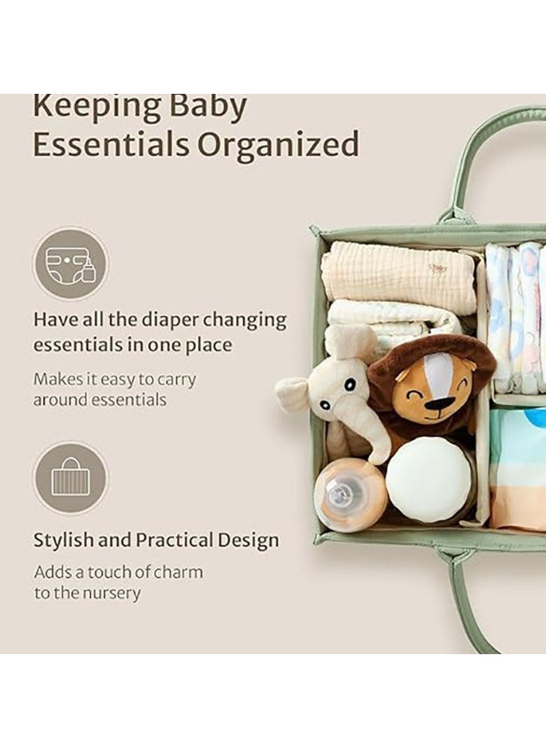 Baby Diaper Basket, Diaper Storage Basket - Newborn Gift Registry and Baby Essentials List, Distinct Space, 38*25*18cm, Green