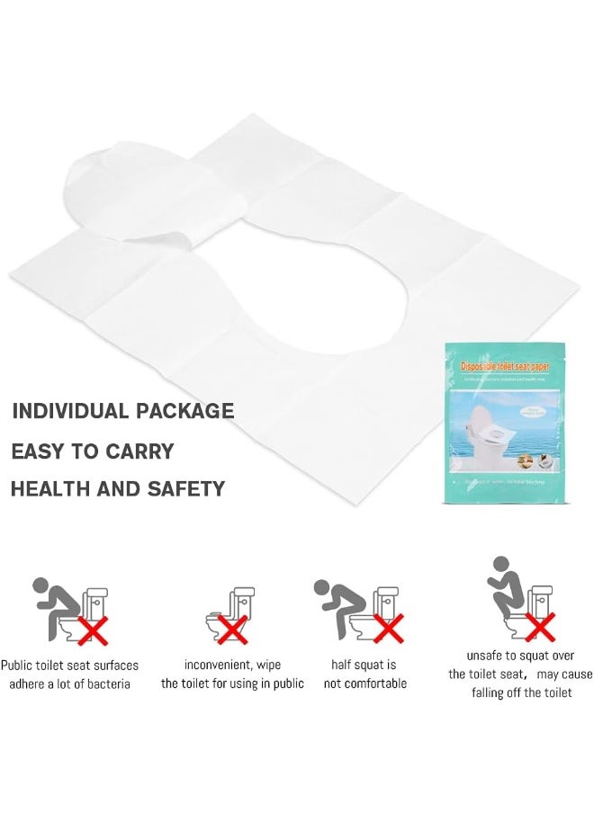 KLOLKUTTA Toilet Seat Covers Disposable, 50-Count Flushable Paper Travel Toilet Seat Covers for Adults and Kids Potty Training, Great Biodegradable Accessories for Public Restrooms, Airplane, Camping