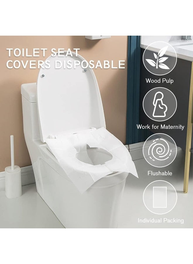 KLOLKUTTA Toilet Seat Covers Disposable, 50-Count Flushable Paper Travel Toilet Seat Covers for Adults and Kids Potty Training, Great Biodegradable Accessories for Public Restrooms, Airplane, Camping